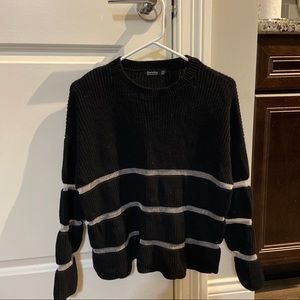 black stripes sweater with metallic silver detail